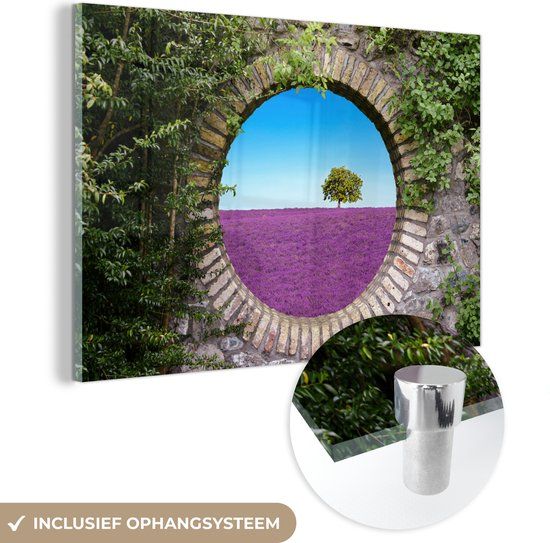 MuchoWow® Glass Painting 120x80 cm - Acrylic Glass - Lavender - Flowers - Summer - Photo on Glass