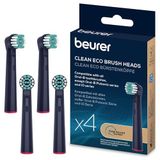 Beurer TB Clean Eco opzetborstels voor elektrische tandenborstel, 4 opzetborstels compatibel met Oral-B tandenborstels, borstelharen van 100% hernieuwbare grondstoffen, gemiddelde hardheid