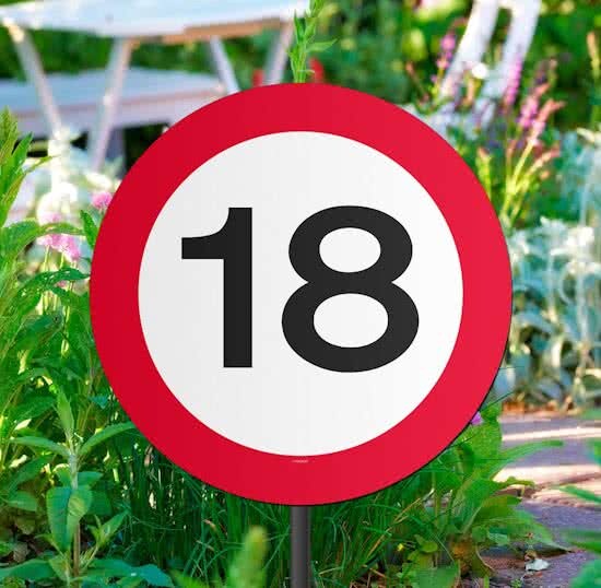 Folat 18 Jaar Verkeersbord Tuinbord