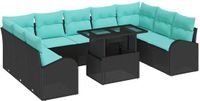 vidaXL - Tuinbank - Set - 10 - st - Zwart - Poly - rattan