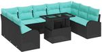 vidaXL - Tuinbank - Set - 10 - st - Zwart - Poly - rattan