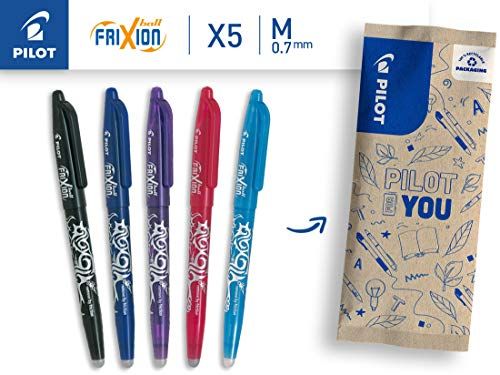 Pilot Pen Frixion Ball, Uitwisbare Rollerbal - Blauw/Zwart/Roze/Lichtblauw/Paars