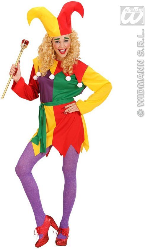 Clown & Nar Kostuum Hofnar Jolly Joker Kostuum Vrouw Medium Carnaval kostuum Verkleedkleding