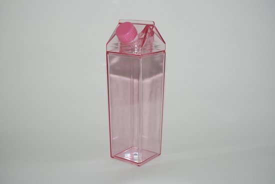 Melkfles - Roze - Drinkfles - Waterfles - Melkpak - Plastic - Fles -