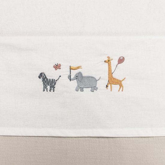 Funnababy Laken Ledikant 100x150cm Borduur Safari Katoen Wit