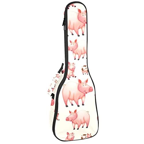 Mersov Tenor Ukulele Gigbag Waterdichte Ukelele Case Gewatteerde Rugzak, Mooi Roze Varken Boerderij Patroon