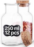 Praknu Pots à épices avec liège, 250 ml, set de 12