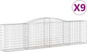vidaXL Gabions - 9 pieces - arched - 400x50x100/120 cm - iron