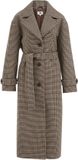 WE Fashion geruite manteljas met ceintuur en wol - bruin