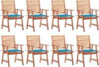 Maison Exclusive - Chaise de salle à manger d'extérieur lot de 8 et coussins acacia massif
