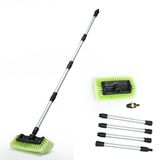 Autowasborstel 30,5 cm met lange steel met zachte borstelharen schrobborstel voor auto, vrachtwagen, boot, camper, huisgevelbekleding, dek camper exterieur wassen schoonmaken groen