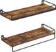 Merkloos Wandplank - Set van 2 - Zwevende plank met stang - Vintage bruin-zwart