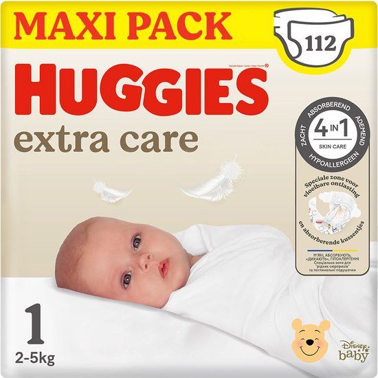 Huggies Extra Care baby luiers - Maat 1 (2-5 kg) - 112 luiers