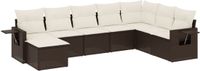 vidaXL 9-delige Loungeset met kussens, polyrattan, bruin