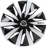 Sparco Wieldoppen Lazio - 15 inch - Zwart/Zilver - 4 stuks