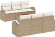 vidaXL Banc de jardin avec coussin 7 pcs Beige polyrattan