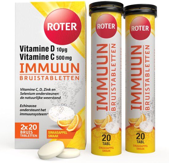 Roter Immuun Bruis - Vitamine C & D ondersteunen de weerstand & Echinacea verhoogt het immuunsysteem* - 40 bruistabletten