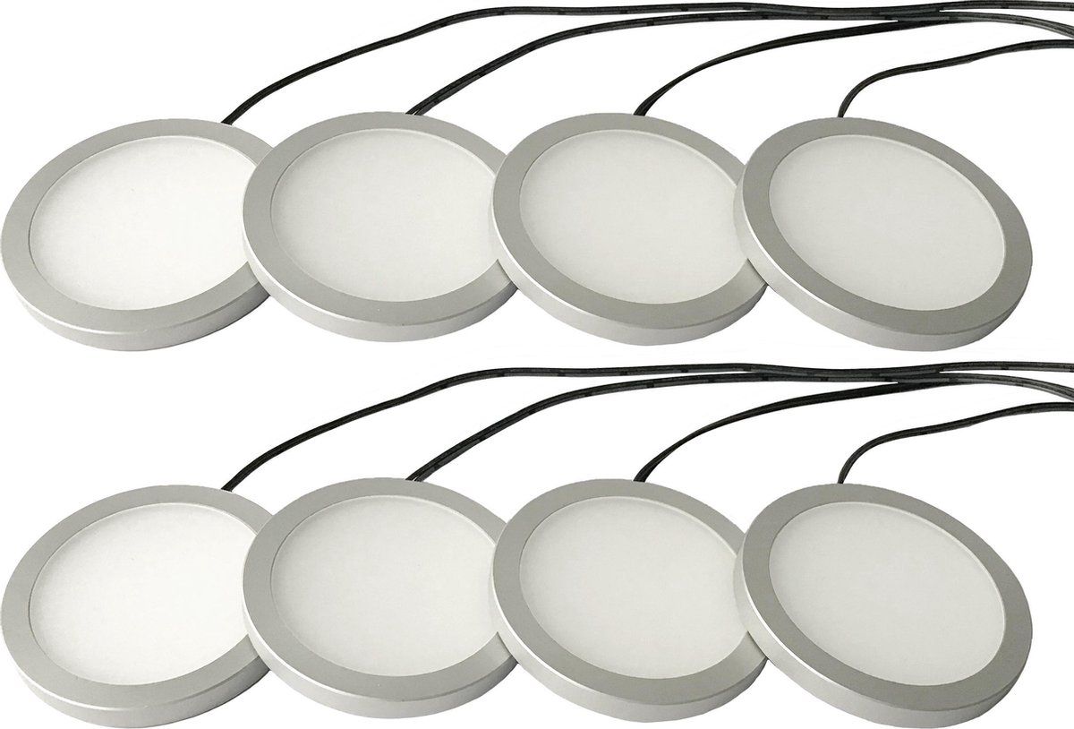 Lett Ledlife Opbouw LED Spotjes met Dimknop - Set van 8 - Aluminium