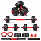 Fitby Dumbbells 20 KG - Verstelbare Halterset met Kettlebell, Buikspierwiel en Push-up Standaard - Zwart