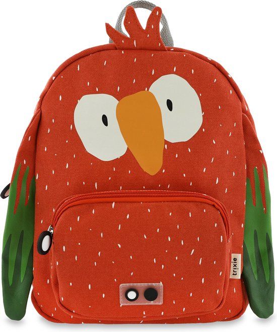 Trixie Rugzak - Mr. Parrot - Schooltas Waterafstotend - Boekentas voor Kind - Voor Jongens en Meisjes - Geschikt als Gymtas - rood