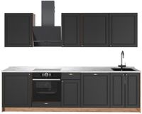 Vicco Complete keukeneenheid Fame-Line, Anthrazit-Gold Landhaus/Goudkleurig Eiken, 280 cm, WB Marmer