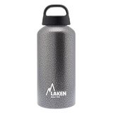 Laken Klassieke waterfles met brede drinkhals, enkelwandig, van licht aluminium, BPA-vrij, lekvrije schroefsluiting, 0,6 l, graniet