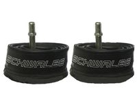 SCHWALBE AV1 (12 x 1,75-2 1/4 inch) 2 stuks fietsbinnenbanden met autoventiel 45 graden hoek, voor kinderfiets + 3 stuks Schwalbe bandenlichters