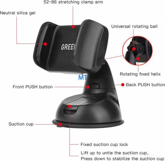 Telefoniehouder - Universeel - 6.5 inch - Zwart - 360 graden draaibaar