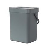 EKO Pure Mini Wandgemonteerde Keuken Prullenbak met Deksel Voedsel Afval Caddy, 0,79 Gal/3L (Grijs)