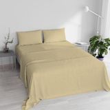 Italian Bed Linen Elegante beddengoedset (plat 240x270, hoeslaken 170x200cm+2 kussenslopen 50x80cm), crème, dubbel