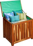 Merkloos Relaxdays Kussenbox - 60x60x50 cm - Acacia Hout - Lichtbruin