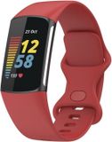 By Qubix - Compatible Fitbit bandje - Geschikt voor Fitbit Charge 5 - Fitbit Charge 6 Sportbandje met dubbele lus - Rood - Maat: S
