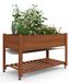 Jardinier en bois - Bac à plantes 122x61x76 cm - Avec fond - Convient pour légumes, herbes et fleurs - Résistant aux intempéries - Montage facile - Brun chocolat