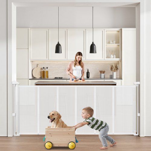 VEVOR Intrekbaar Babyhekje Uitschuifbaar Huisdier Wit Deurhekje 180cm
