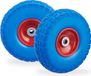 Merkloos Relaxdays 2x steekwagenwiel 4.1/3.5-4'', anti lek banden, 16 mm as, tot 150 kg, 260x85mm, rubber, blauw-rood
