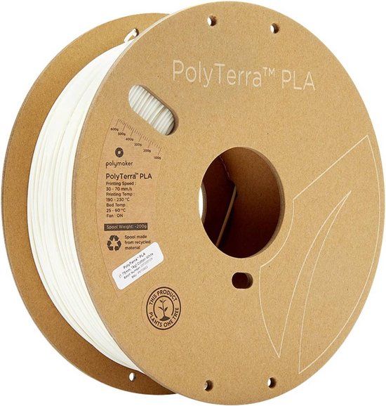 Polymaker PolyTerra PLA Filament - Cotton White - 1.75mm - 1kg