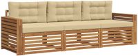 vidaXL Buitenbank set 3-delig Natuurlijk en Beige