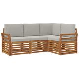 vidaXL - Buiten - bank - set - 4 - st - Natuurlijk - en - Licht - Grijs - Polyester