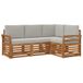 vidaXL - Extérieur - banquette - ensemble - 4 - pce - Naturel - et - Gris Clair - Polyester