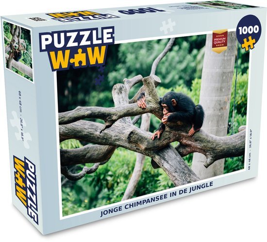 MuchoWow Puzzel Jonge chimpansee in de jungle - Legpuzzel - Puzzel 1000 stukjes volwassenen