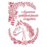 Stamperia International G Stencil-romantisch paard met bloemen, divers, A4
