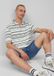 QS - Mannen - Gestreept poloshirt van zware jersey - Katoen - Crème/Groen/Aubergine/Zwart - Maat S
