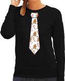 Bellatio Decorations Kersttrui/Kerst sweater gingerbread zuurstok - zwart - dames XXL