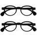 OPULIZE OCA Leesbrillen - 2-Pack - Modern Retro Rond Montuur - Glanzend Zwart - Heren Dames - Veerscharnieren - RR54-1 - +2.00