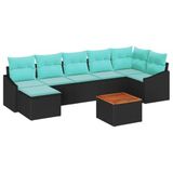 vidaXL Tuinbank Set 8 st Zwart poly rattan