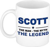 Bellatio Decorations Scott cadeau mok - man myth legend - naam koffiemok / beker - wit en blauw - 300 ml - verjaardag