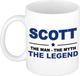 Bellatio Decorations Scott cadeau mok - man myth legend - naam koffiemok / beker - wit en blauw - 300 ml - verjaardag