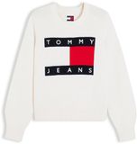Tommy Jeans Tjw Flag Sweater Ext Dw0dw23450 Ybh Off White Dames Trui - S