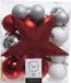 Decoris Kerstballen Set - 34-delig - Rood/Wit/Zilver - Kunststof