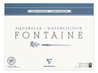 Clairefontaine 96423C Vierzijdig Gelijmd Blok Fontaine - 15 Vellen Wit Aquarelpapier 100% Katoen Wolkachtige Korrel Professionele Kwaliteit 36x48 cm 300g